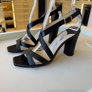 Jimmy Choo Black Strappy Block Heels